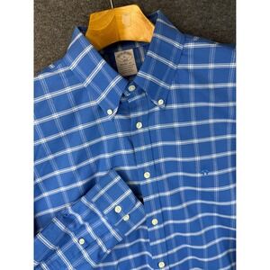Brooks Brothers 1818 Regent Fit Blue Plaid Non-Iron Stretch Shirt Mens XL Career